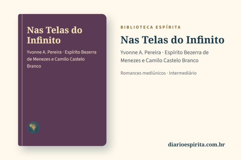 Cartão do livro Nas Telas do Infinito, de Yvonne A. Pereira, pelo Espírito Bezerra de Menezes e Camilo Castelo Branco