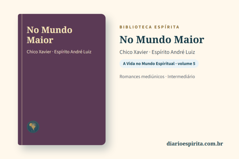 Cartão do livro No Mundo Maior, de Chico Xavier, pelo Espírito André Luiz