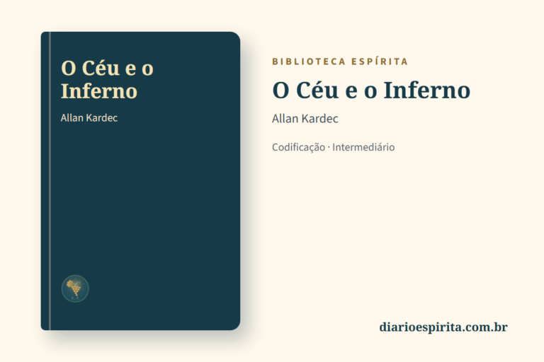 Cartão do livro O Céu e o Inferno, de Allan Kardec