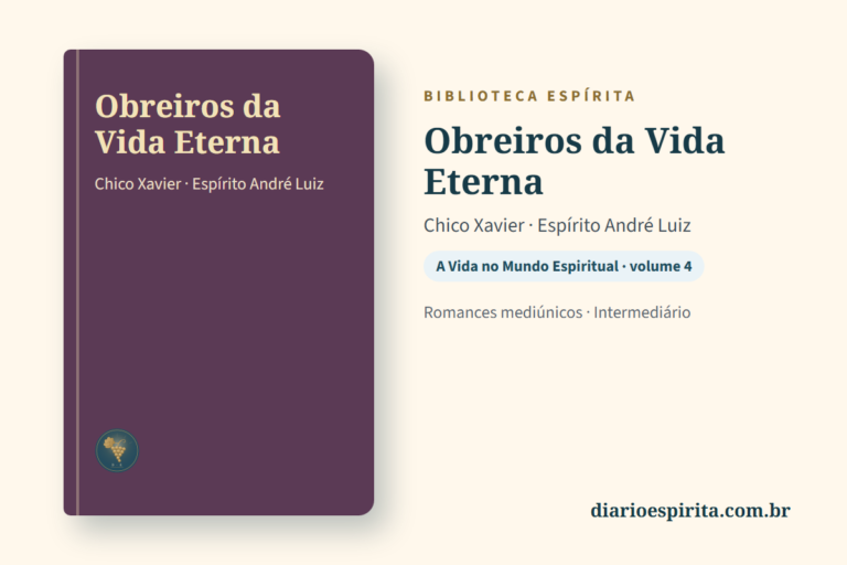 Cartão do livro Obreiros da Vida Eterna, de Chico Xavier, pelo Espírito André Luiz
