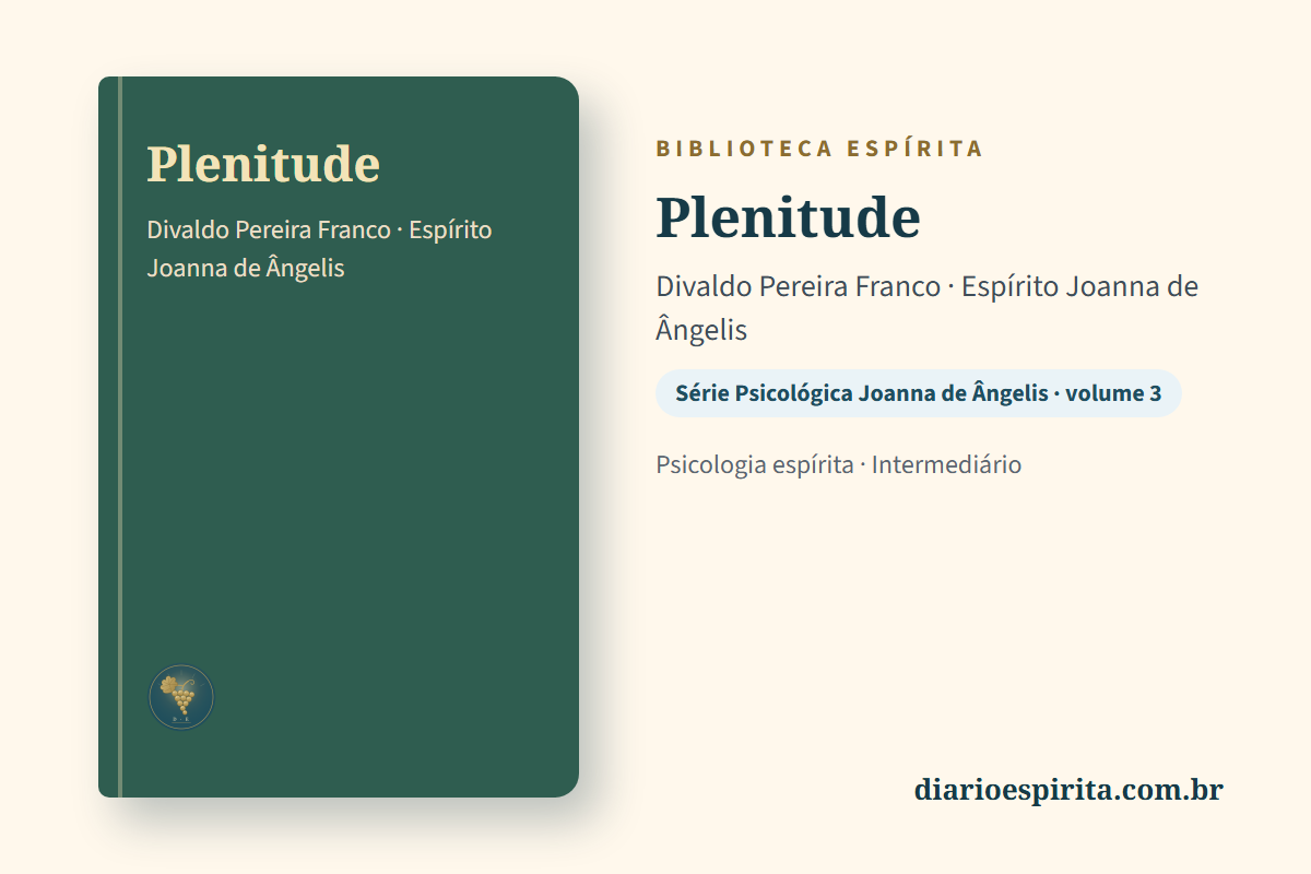 Cartão do livro Plenitude, de Divaldo Pereira Franco, pelo Espírito Joanna de Ângelis